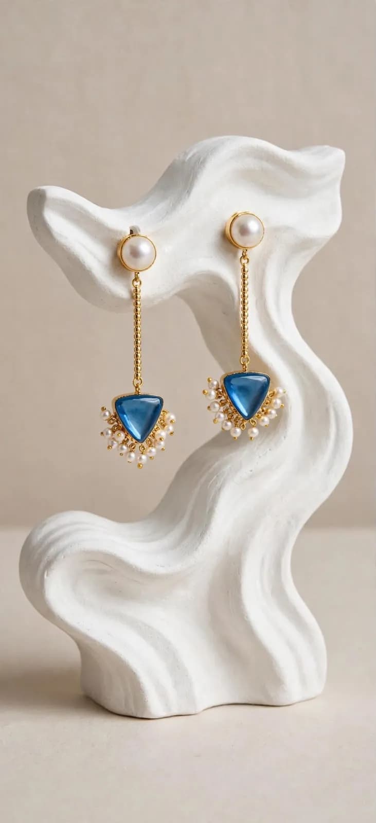 Triangle Pearl Drops – Ocean Blue