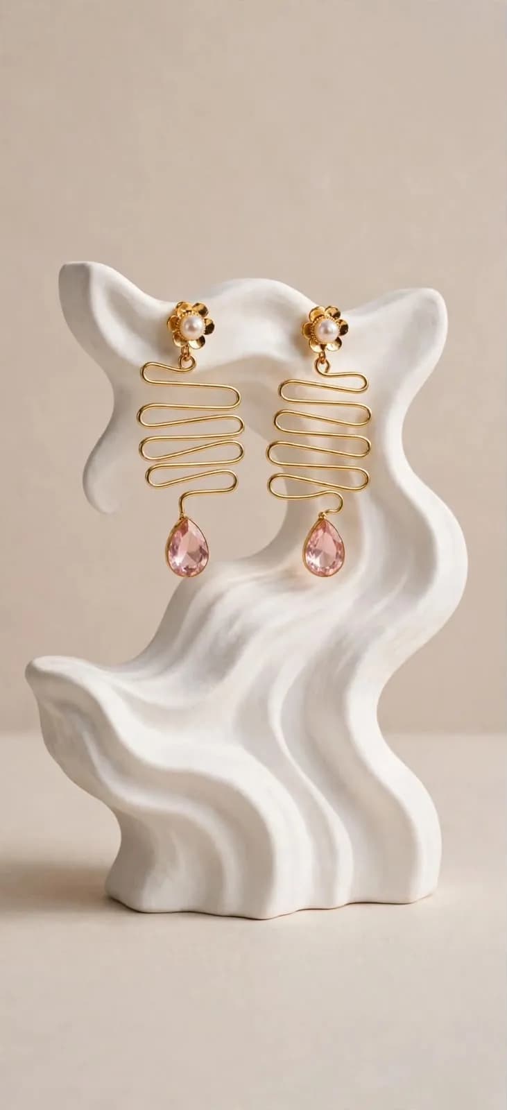 Rose Spiral Drop Earrings – Pink