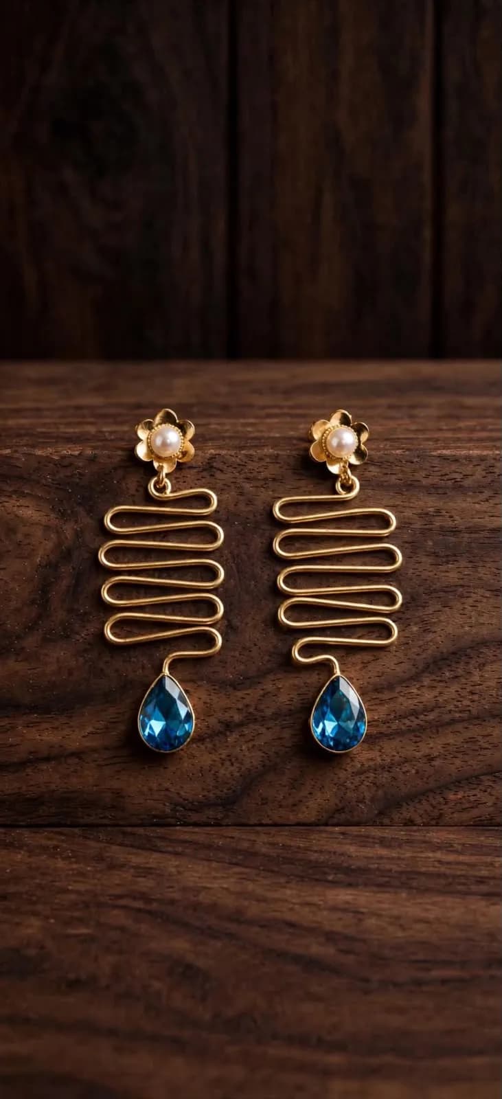 Sapphire Spiral Drop Earrings – Blue