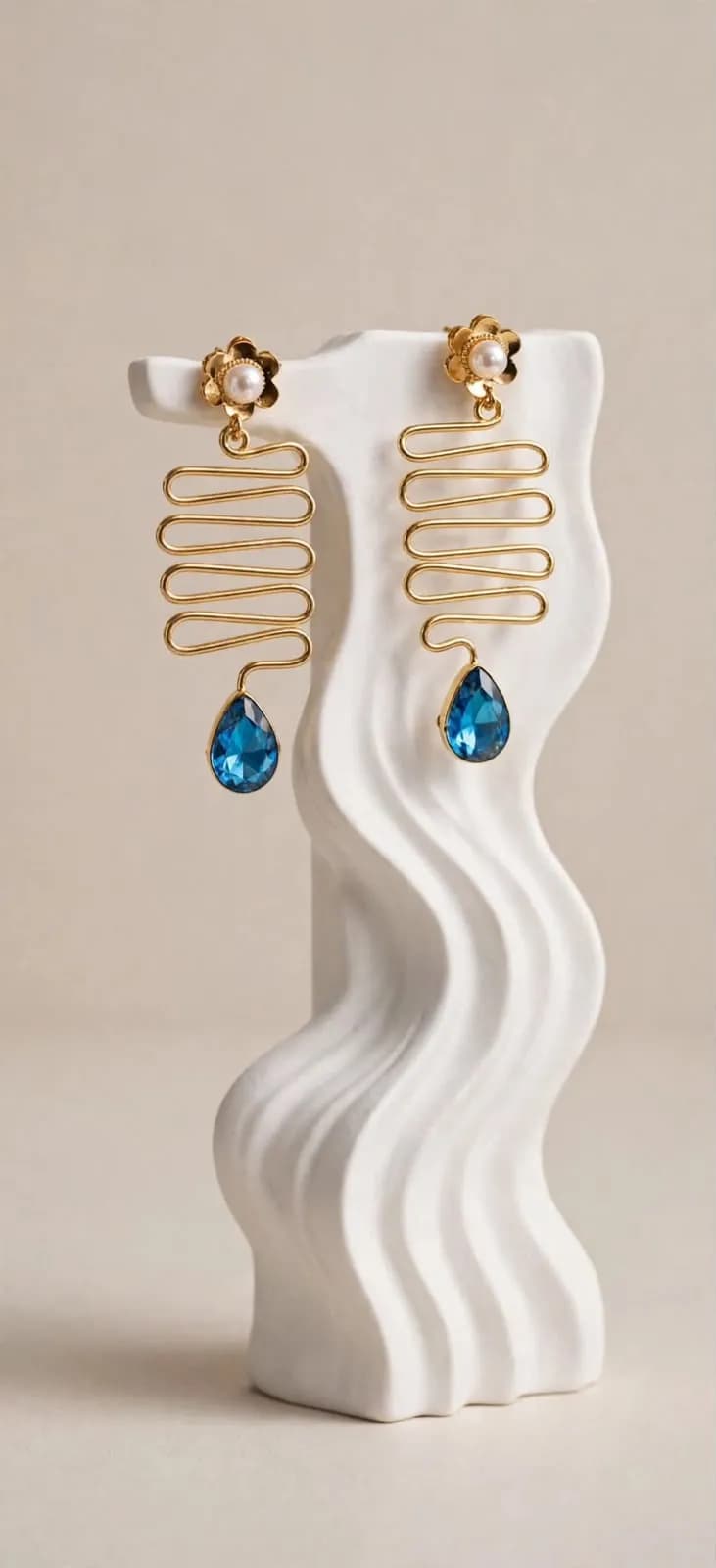 Sapphire Spiral Drop Earrings – Blue