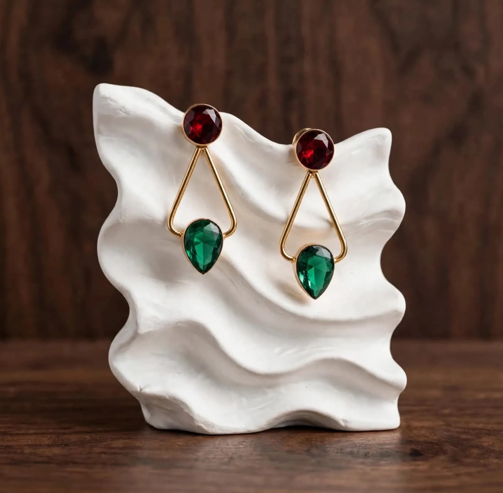 Glora Ruby Emerald Swing Drops — Ruby Red & Emerald Green