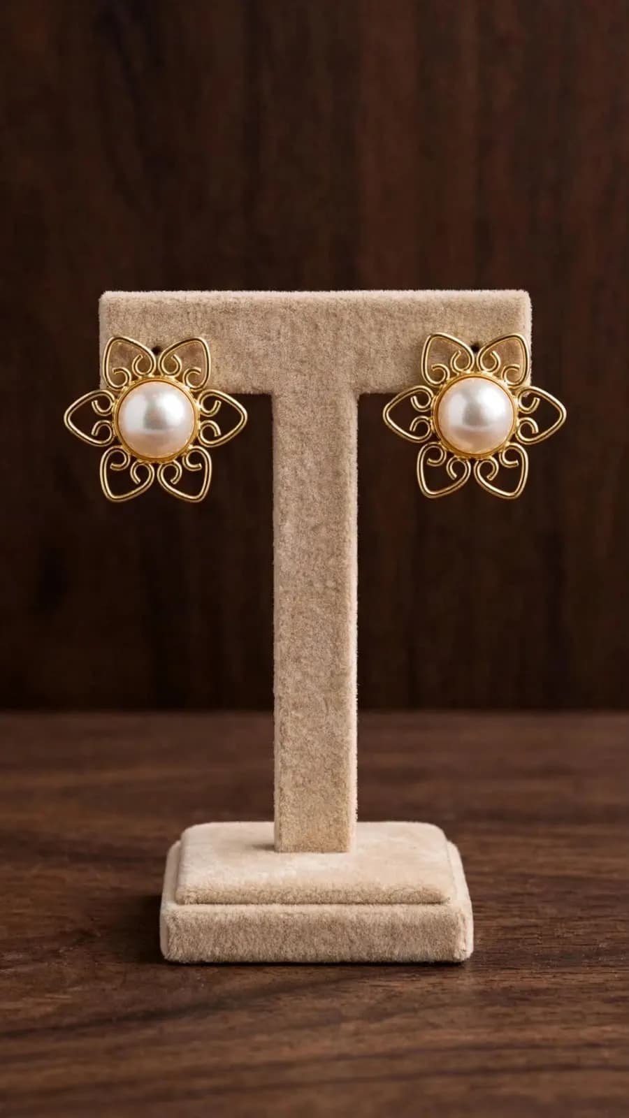 Classic Pearl Floral Stud Earrings