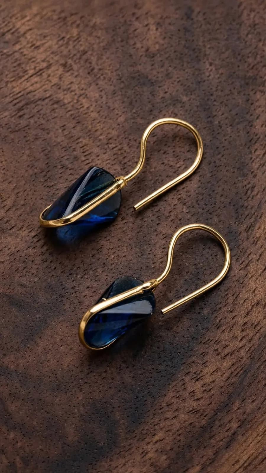 Navy Blue Teardrop Crystal Earrings