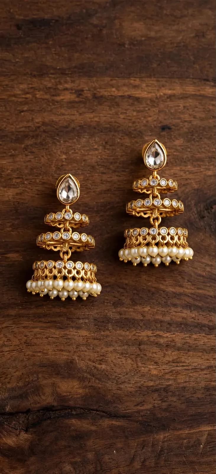 3 Layer Kundan Jhumka
