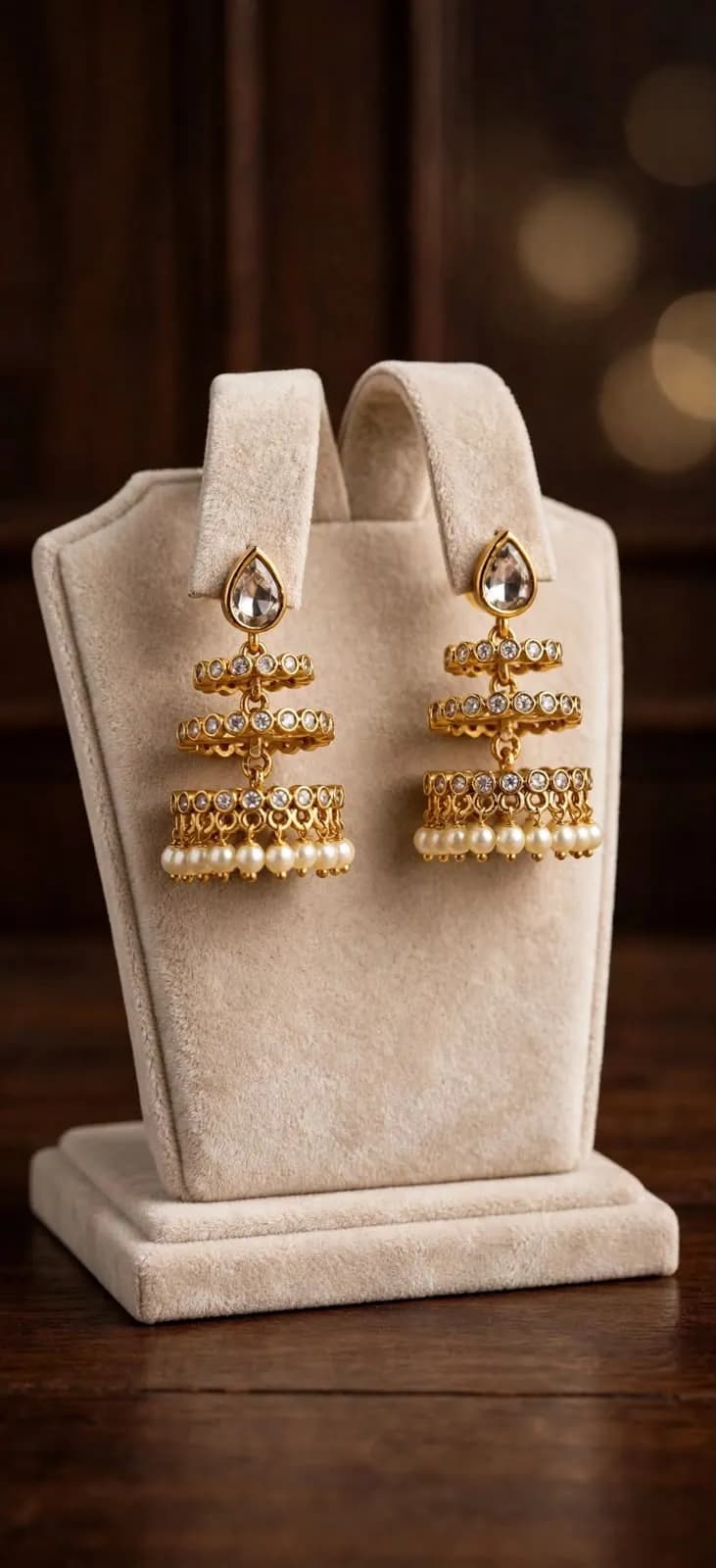 3 Layer Kundan Jhumka