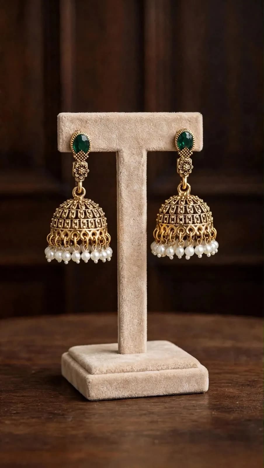 Emerald Antique Temple Jhumka