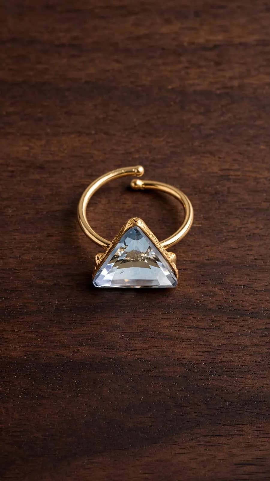 Triangle Crystal Ring – Light Blue