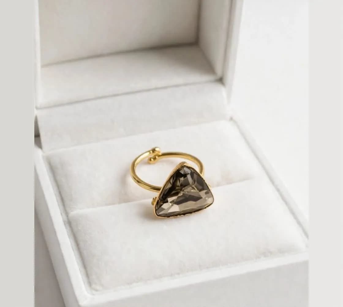 Triangle Smoky Grey Ring