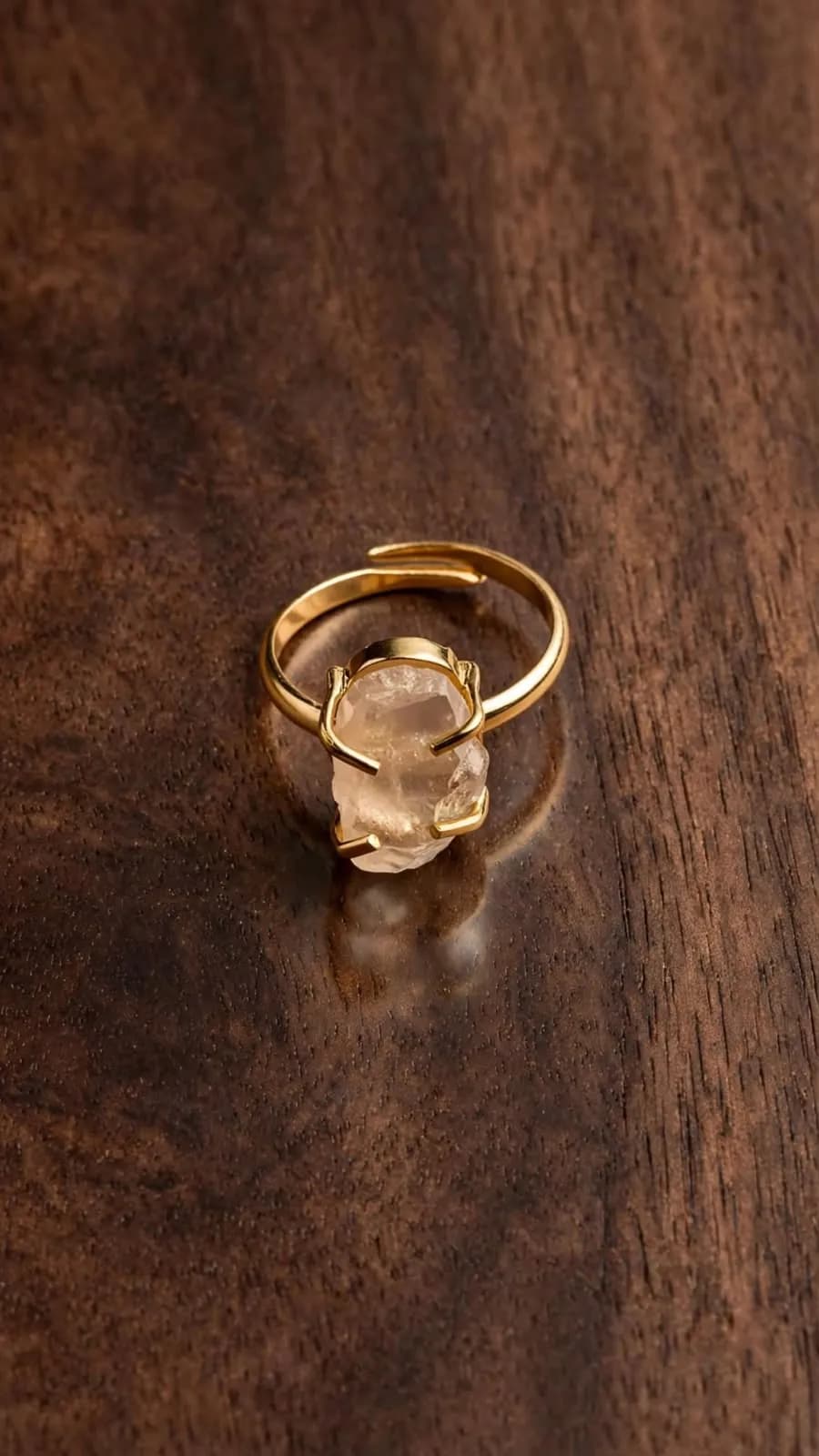 Champagne Beige Raw Crystal Ring