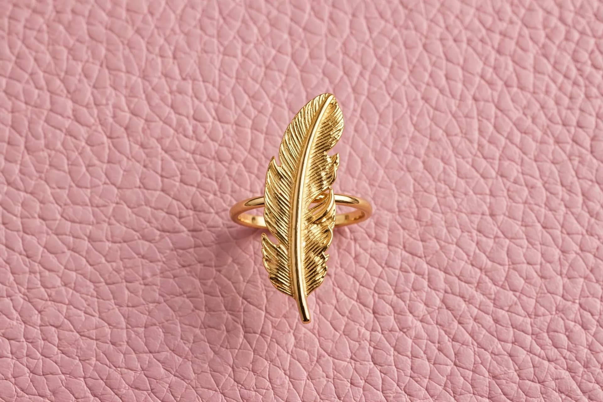 Golden Feather Long Ring