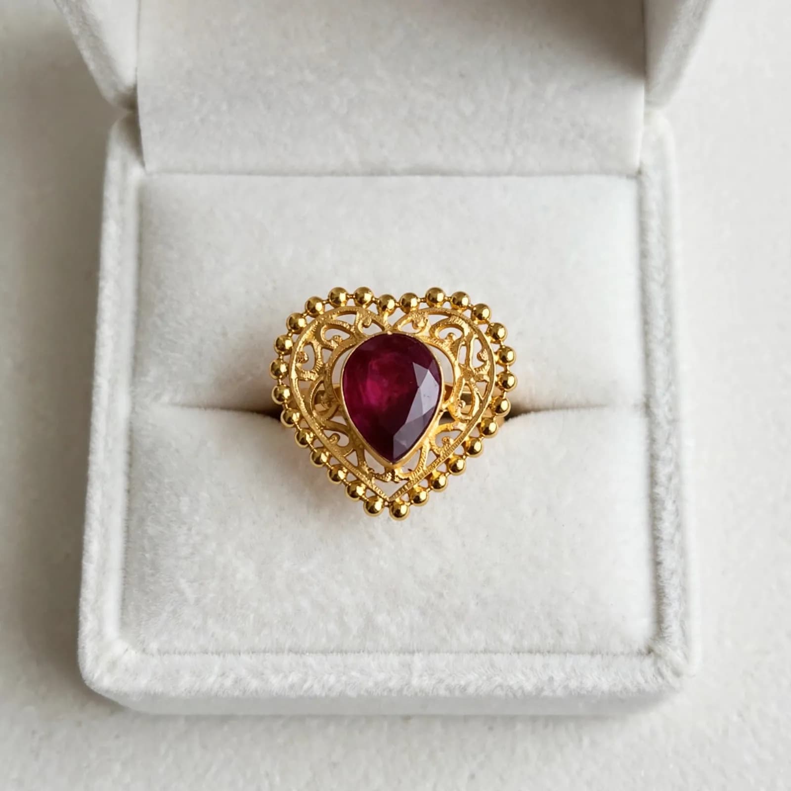 Ruby Teardrop Temple Ring