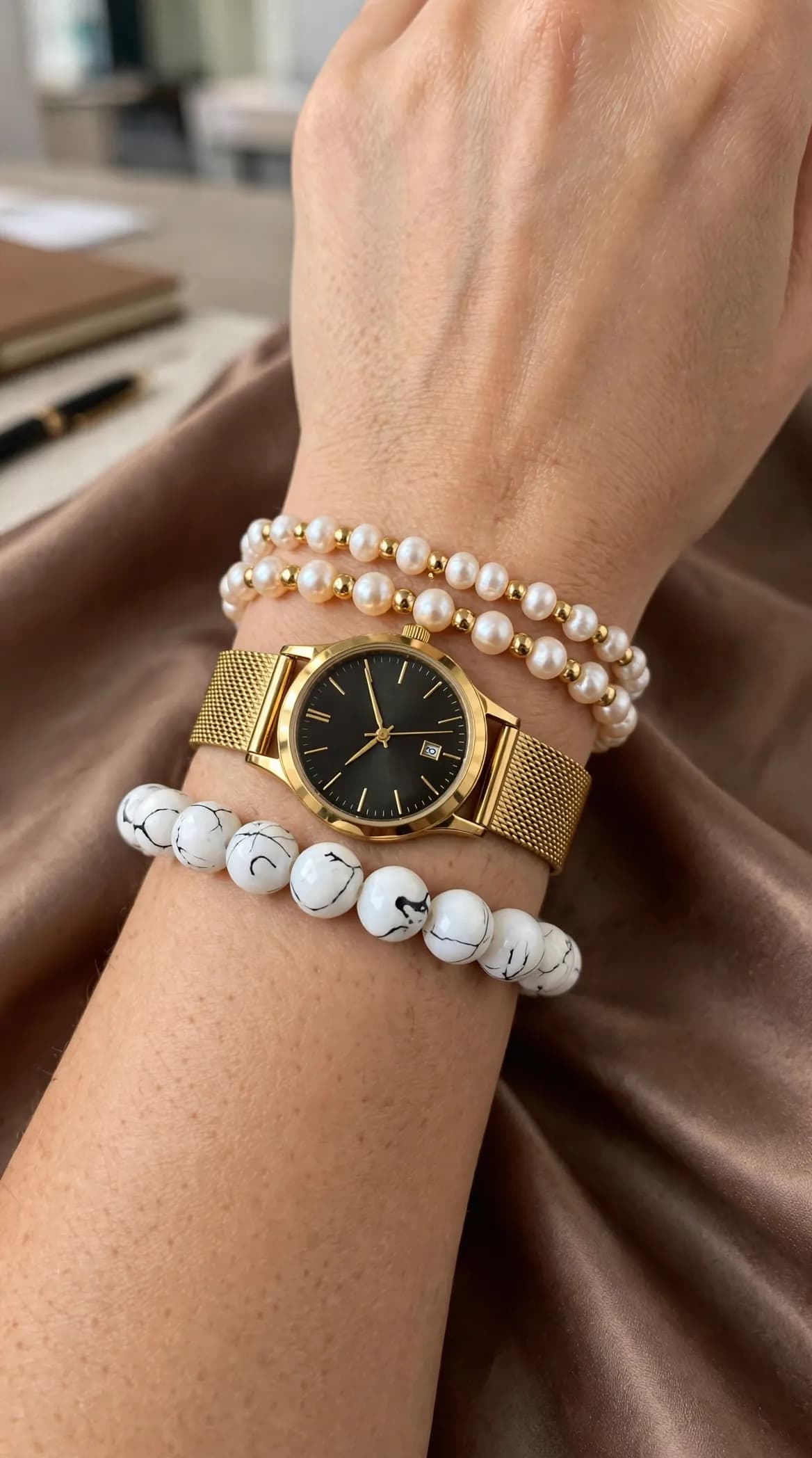 Snow Marble – White Crackle Luxury Bracelet
