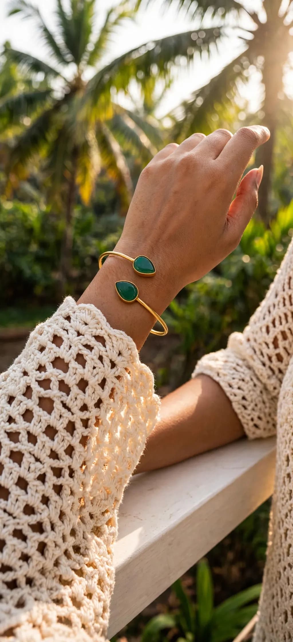 Emerald Green Teardrop Cuff
