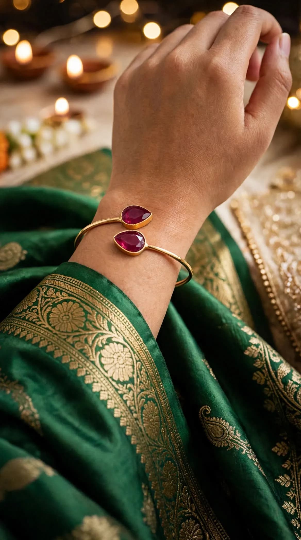 Red Teardrop Cuff Bangle
