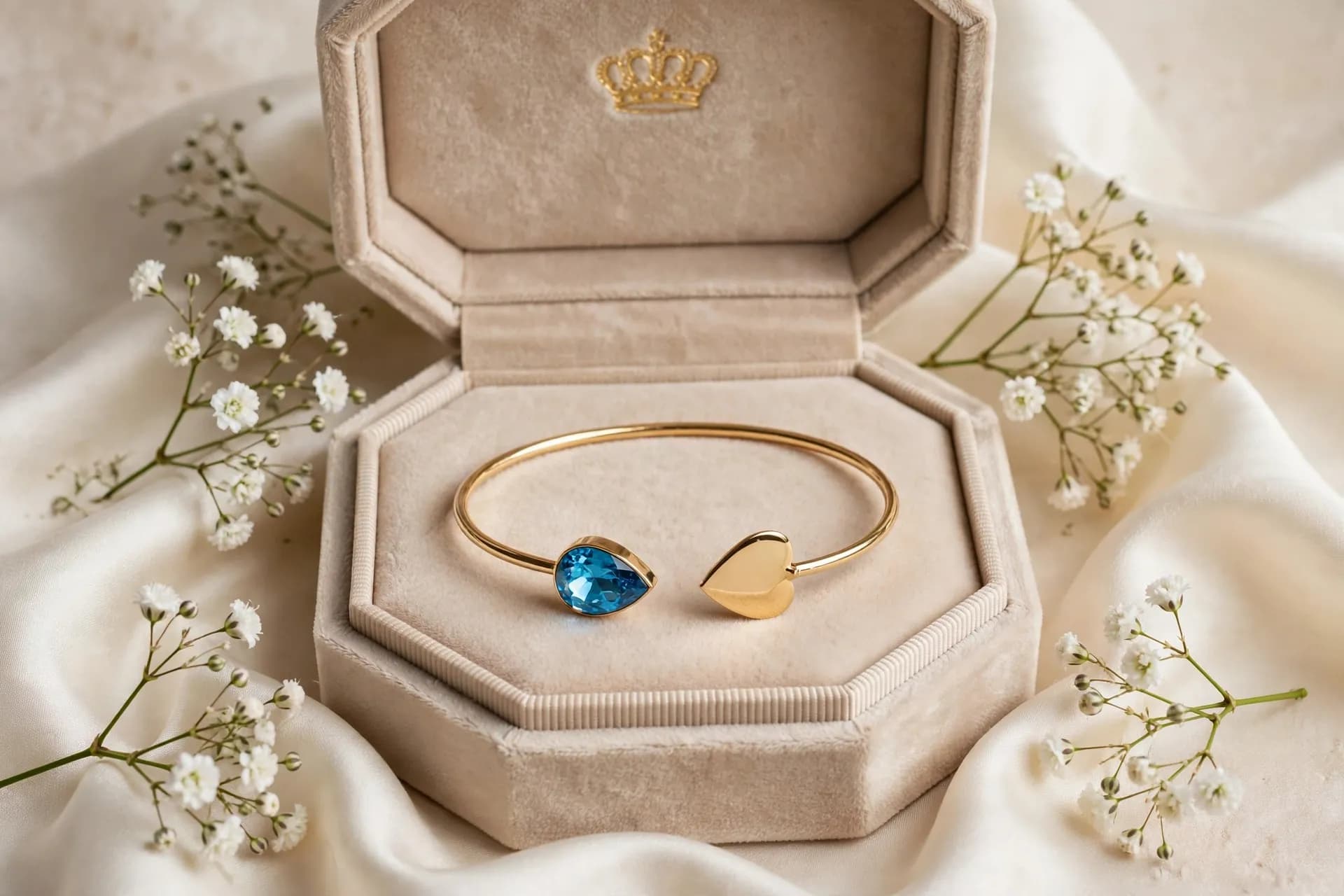 Ocean Drop & Golden Heart Cuff