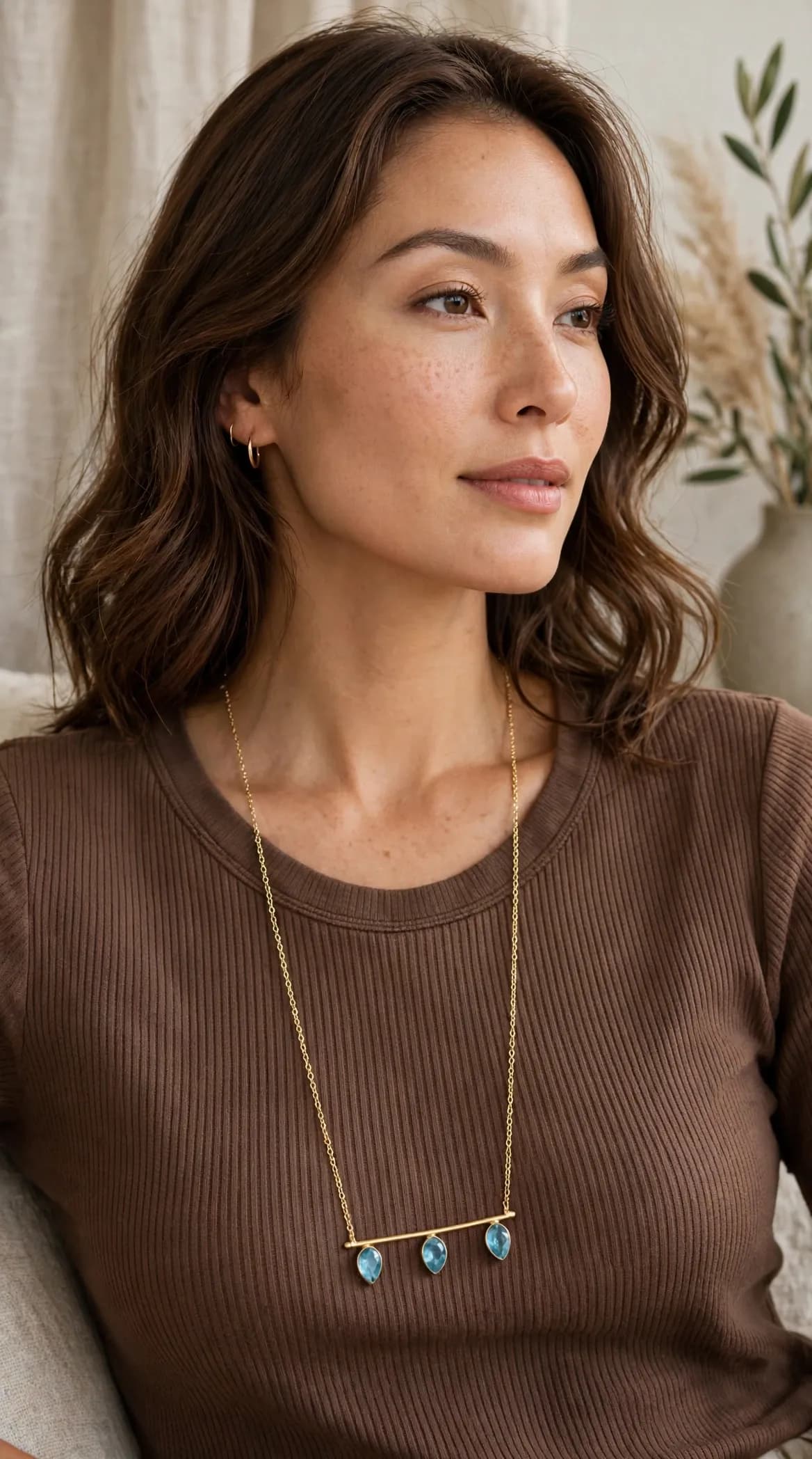 Triple Dew Drop Bar Neckchain