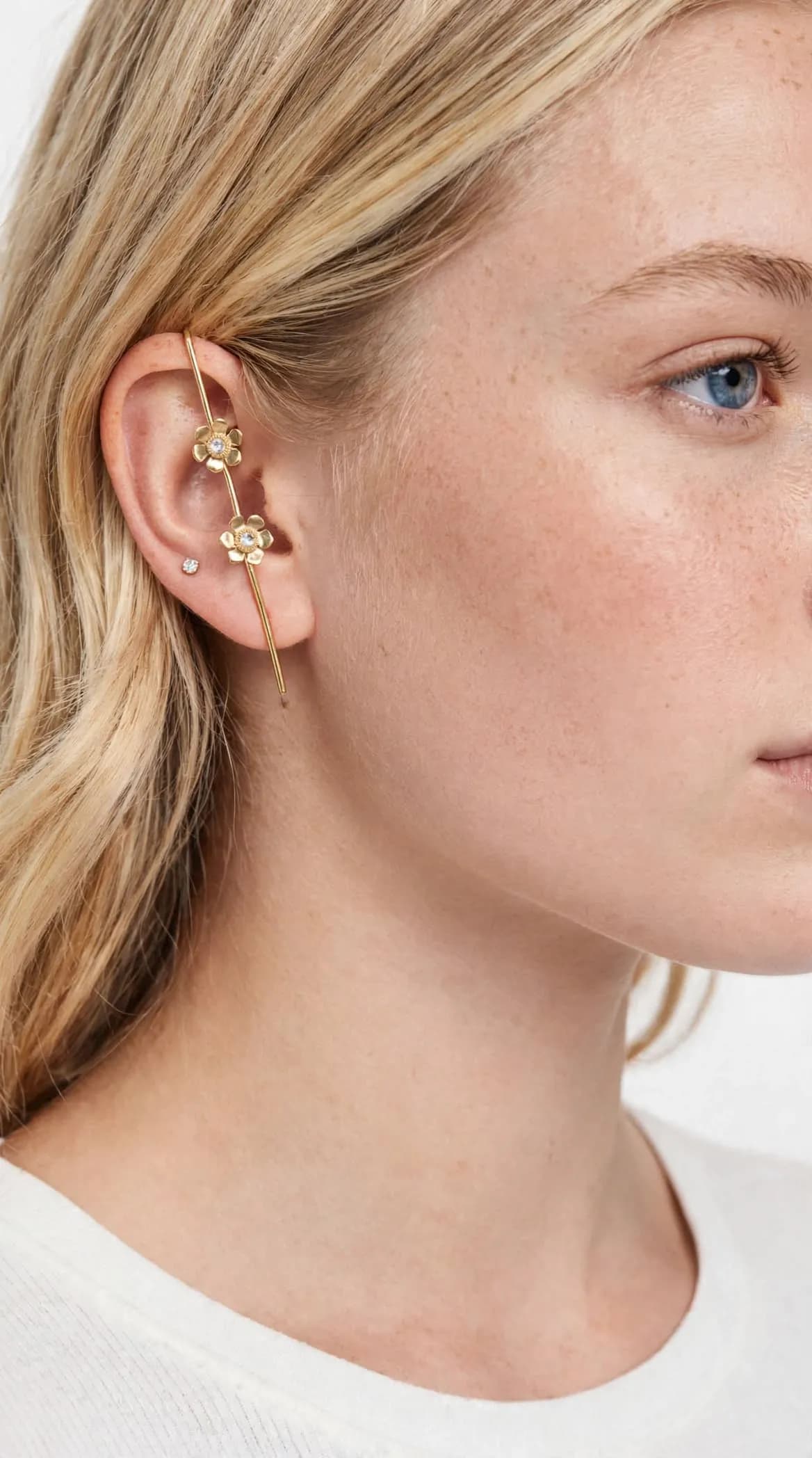 Dual Flower Ear Cuff