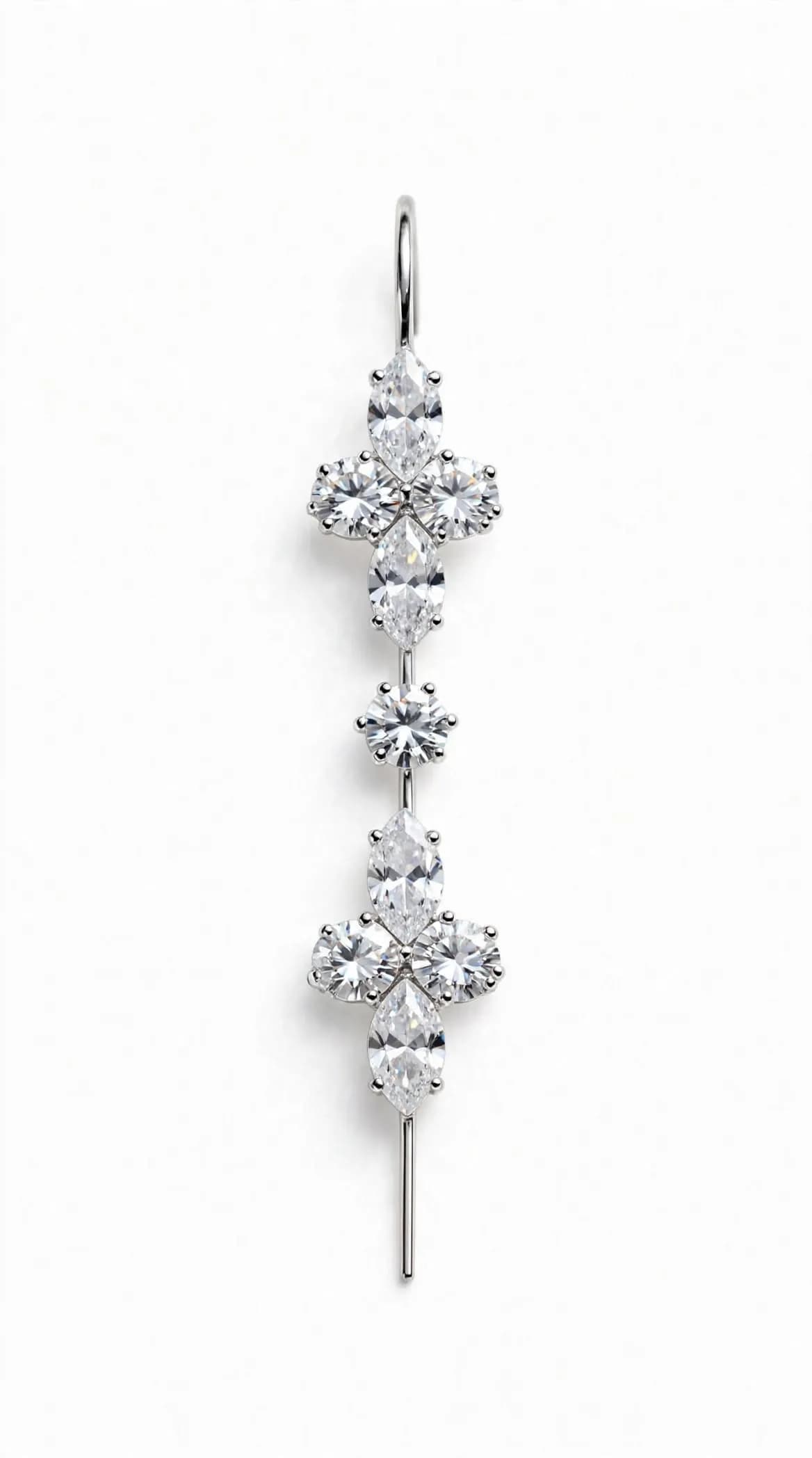 Silver Diamond Cross Needle