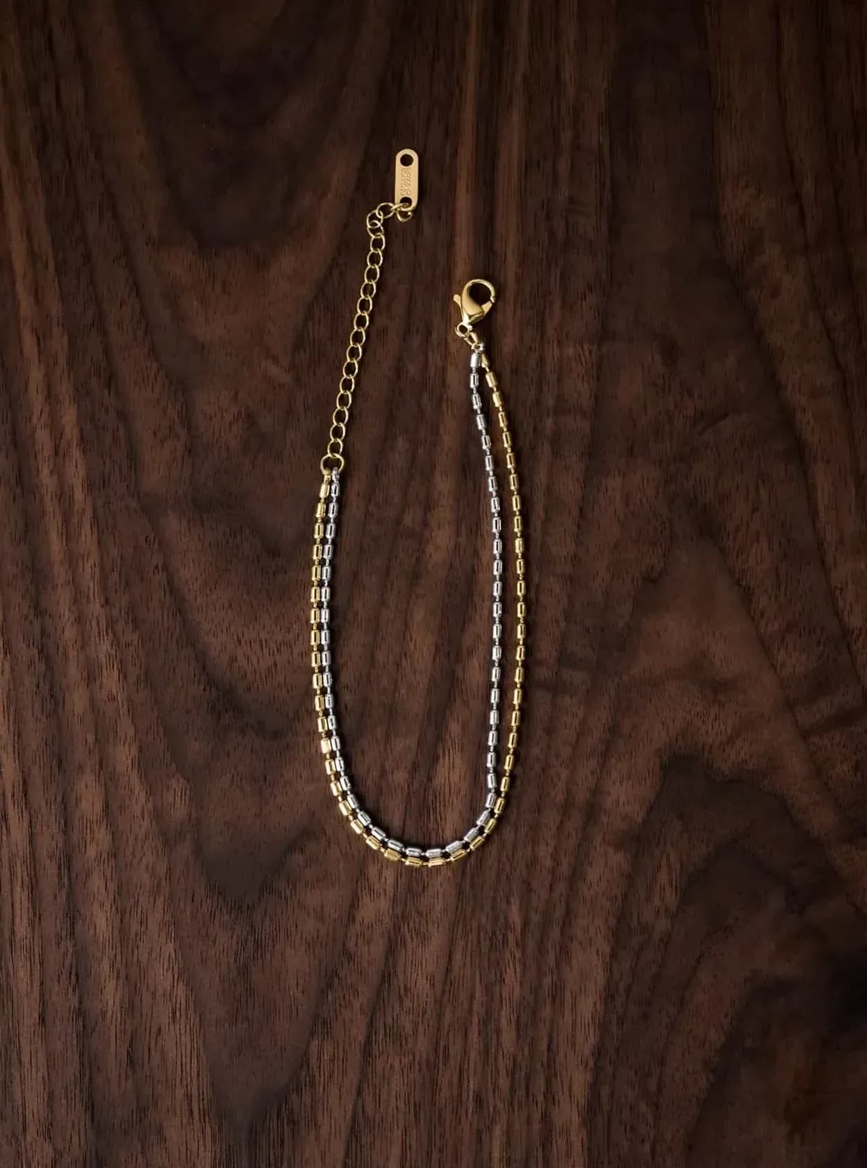 Two-Tone Gold & Silver Bead Bracelet