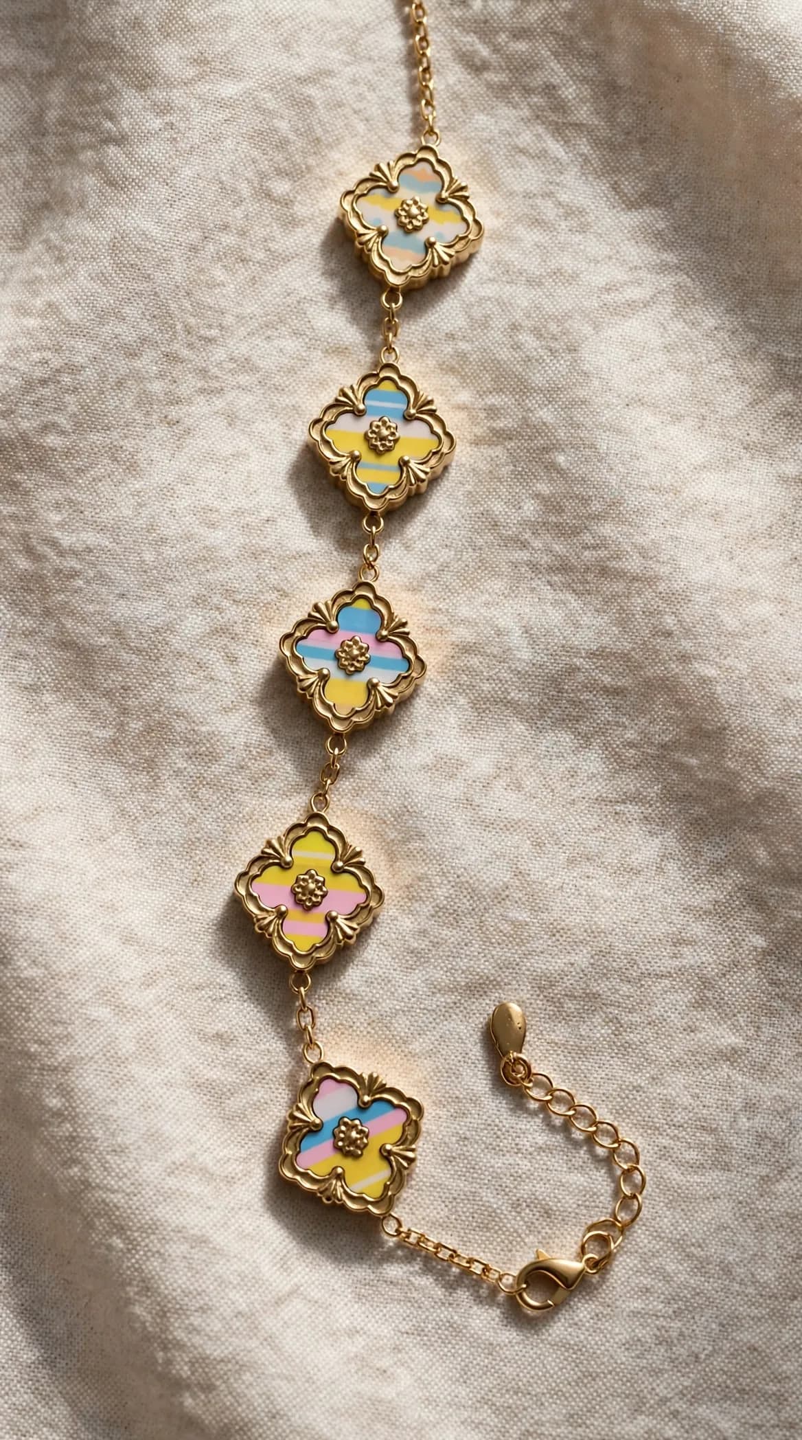 Pastel Rainbow Clover Bracelet