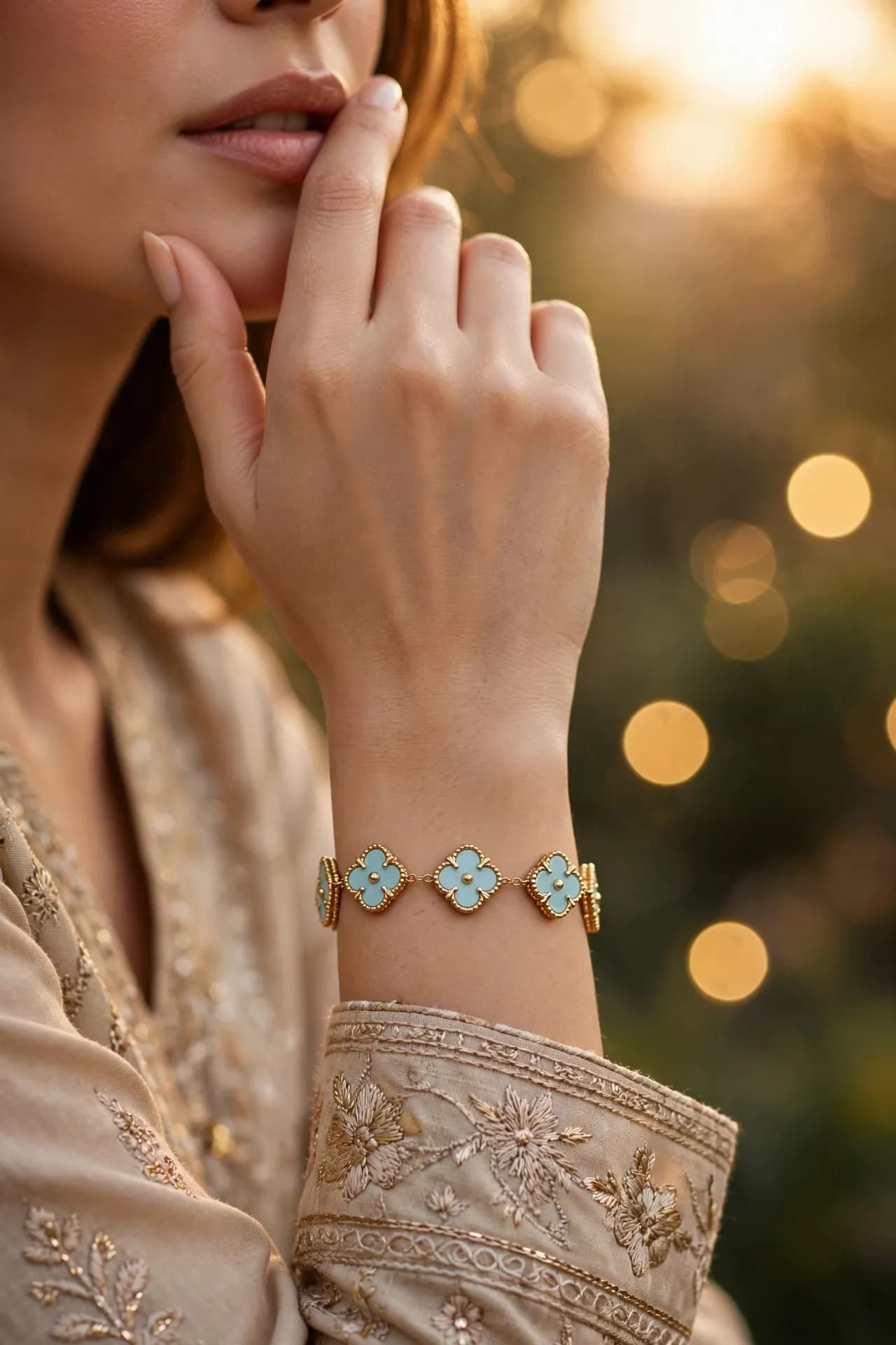 Aqua Sky 5-Clover Bracelet