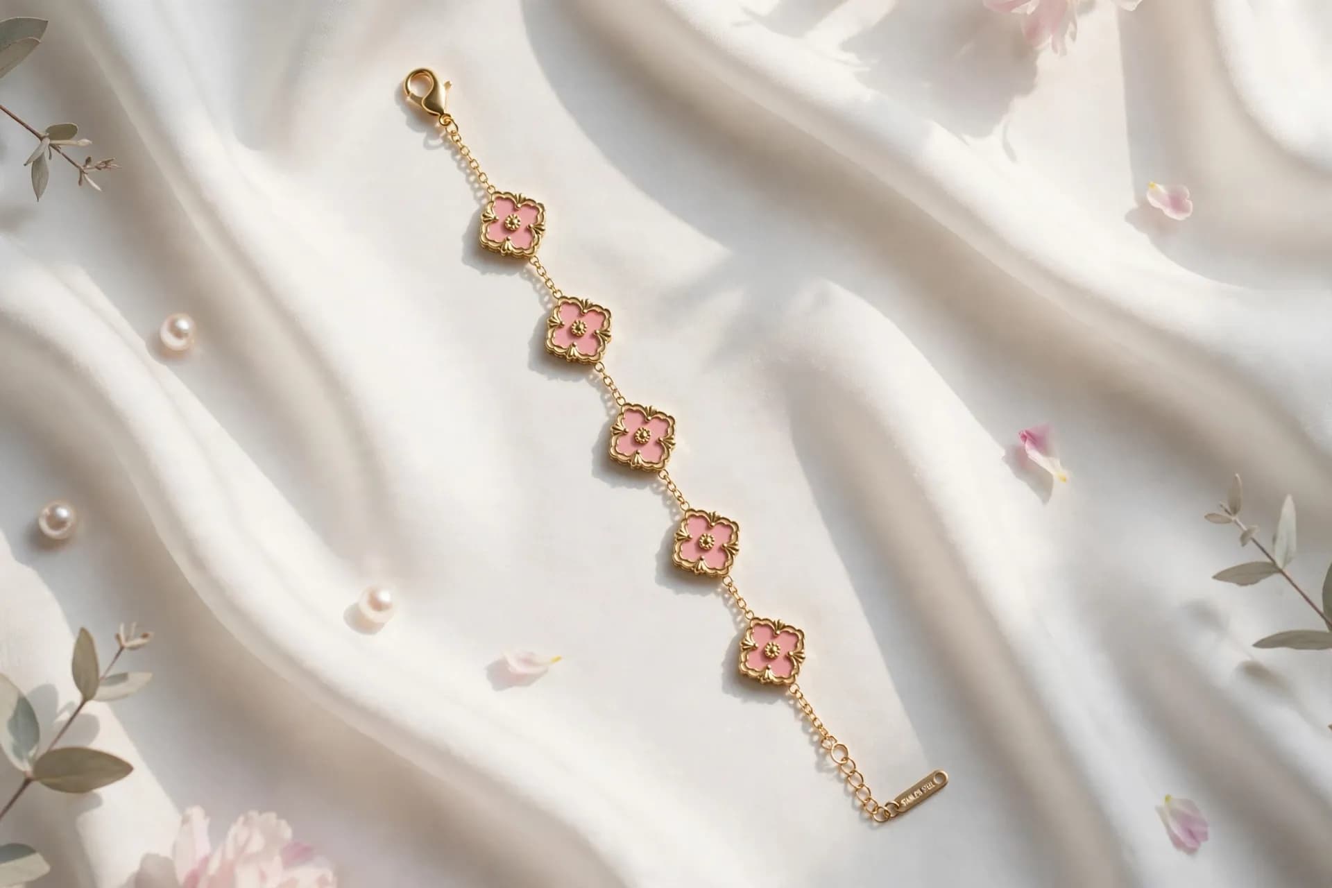 Baby Pink 5-Clover Bracelet