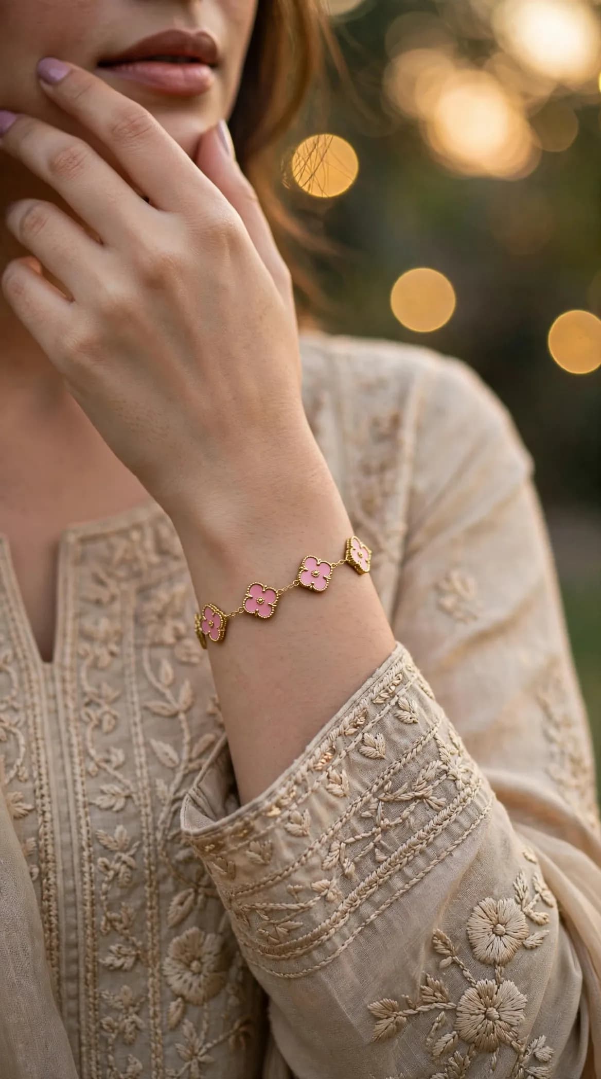 Baby Pink 5-Clover Bracelet