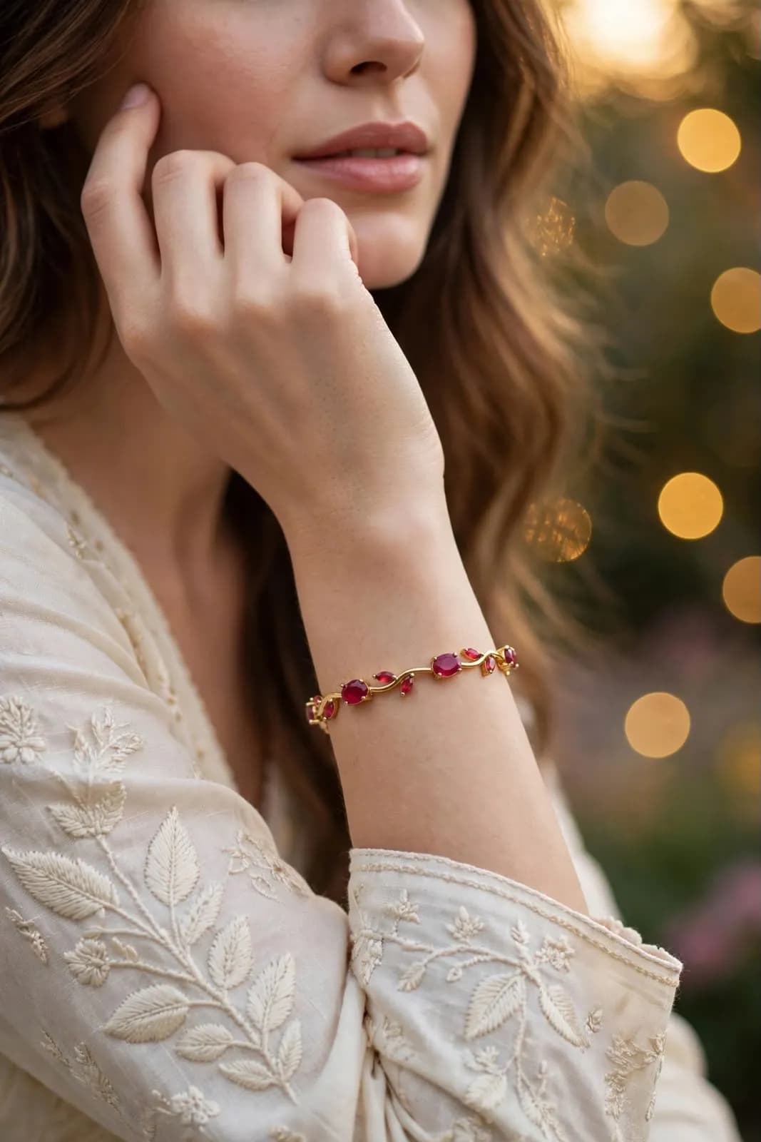 Ruby Red Vine Zircon Bracelet