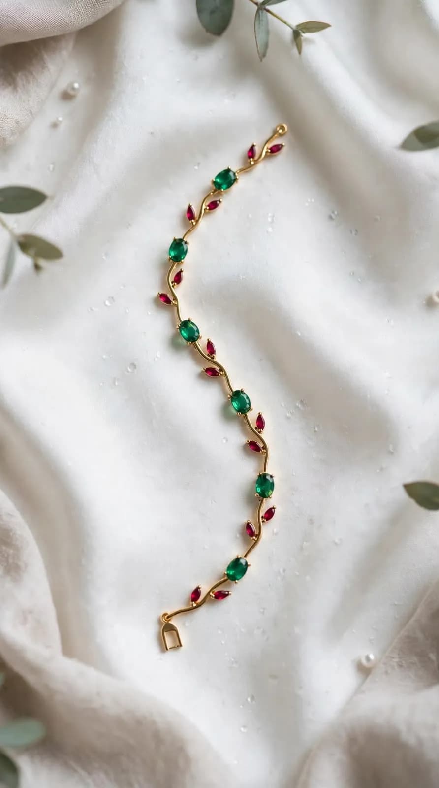Emerald Ruby Vine Tulip Bracelet